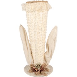 Clayre & Eef Decoratie Beeld Hoed 20x20x45 cm Beige Textiel op Kunststof Konijn