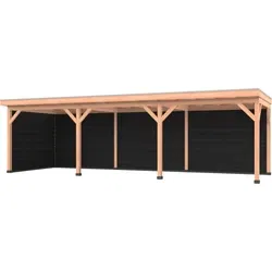 Douglas overkapping 900 x 300, met zwarte achterwand en zijwand, Westwood Comfort