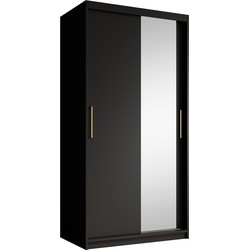 Meubella - Kledingkast Mandalin - Zwart - 100 cm - Met spiegel