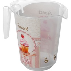 Hega Hogar Keuken maatbeker/mengbeker - kunststof - roze - 1000 ml - schenktuit - Maatbekers