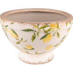Clayre & Eef Bloempot  Ø 21x14 cm Geel Keramiek Citroen Bloempot binnen
