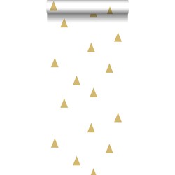 ESTAhome behang grafische driehoeken glanzend goud en wit