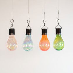 Solar lampje blauw/groen/roze/iriserend 4led warm wit 7,5x15 cm