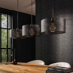 Hanglamp Rond - 3-Lichts - Zwart Metaal - 120x30x150cm