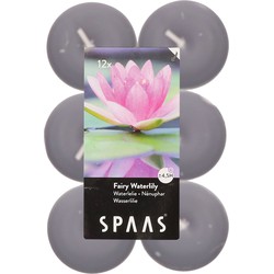 12x Geurtheelichtjes Fairy Waterlily/grijs 4,5 branduren - geurkaarsen