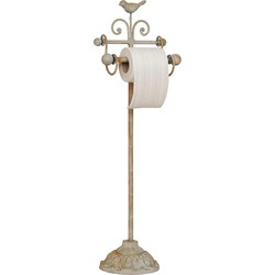 Clayre & Eef WC Rol houder  22x10x69 cm Beige Ijzer Vogel Toiletrolhouder
