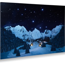 Achtergrond canvas berglandschap nacht 76x56 cm - My Village