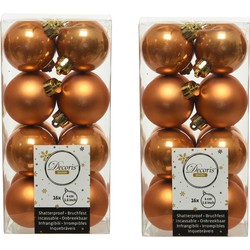32x stuks kunststof kerstballen cognac bruin (amber) 4 cm glans/mat - Kerstbal