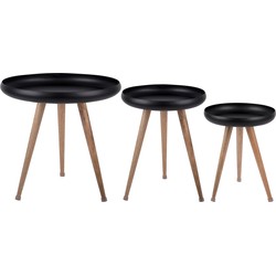 Leitmotiv - Bijzettafel Set Tripod w. Mango Wood Legs - Zwart