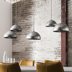 Hanglamp 5-Lichts - Crossbar - Zilver Spiegelglas
