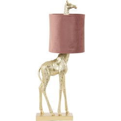 Light&living Tafellamp 28x20x68 cm GIRAFFE goud+velvet oud roze