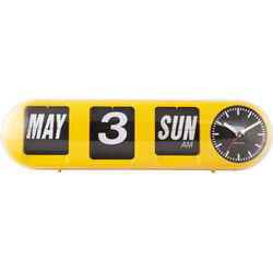 Wandklok Tube Flip - Heldergeel - 38x10x13.5cm