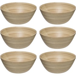 Set van 6x stuks Slakommetjes/serveer schaaltjes - bamboe - D17 cm - Saladeschalen