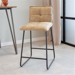Industriële Barkruk Beige Jelle Microvezel Stof - Zithoogte 65 cm - Zonder Arm