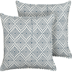 CORDATA  - Sierkussen set van 2 - Donkerblauw - 45 x 45 cm - Katoen