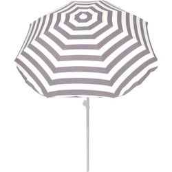 Strand parasol - grijs/wit - 180cm - hoogte verstelbaar - Uv bestendig - Parasols