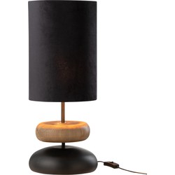 J-line - Lampe Jade Ijzer/dennenhout Zwart/naturel - 25x25x61cm