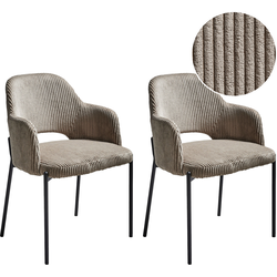 RATON - Eetkamerstoel set van 2 - Taupe - Corduroy