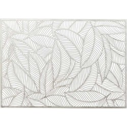 6x Tafel placemats/onderleggers met zilveren bladeren 30 x 45 cm - Placemats