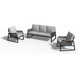 Sens-Line - Toscane Tuinbank met Stoelen - Zwart/Grijs