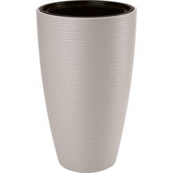 Form Plastic Plantenpot/bloempot Gobi - kunststof - licht grijs - D30 x H48 cm - met binnenpot - Plantenpotten