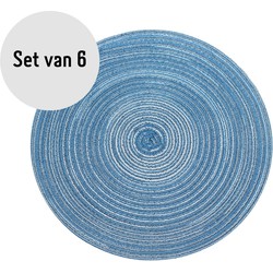 Krumble Placemat rond - Blauw/grijs - Set van 6