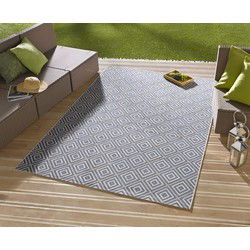 Laagpolig vloerkleed - Binnen en buitenkleed - Karo - Blauw - 80x150 cm