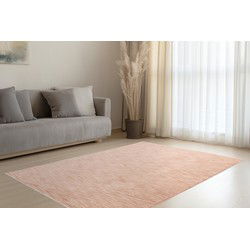 Pandora Soft - Uni Effen Vloerkleed - Laagpolig, 100% Polyester, Soft Touch, Franjes - Perzik Oranje- 80x150 CM