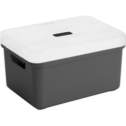 Opbergboxen/opbergmanden antraciet van 5 liter kunststof met transparante deksel - Opbergbox