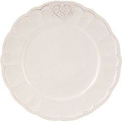 Clayre & Eef Ontbijtbord  Ø 21 cm Beige Keramiek Rond Bord