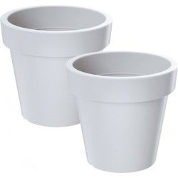 Prosperplast Plantenpot/bloempot - 2x - wit - kunststof - D50 x H42 cm - binnen en buiten - terras - Plantenpotten
