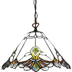 Lumilamp Hanglamp Tiffany Wit Bruin Glas