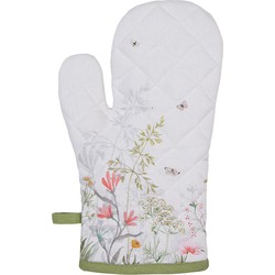 Clayre & Eef Ovenwant  18x30 cm Wit Katoen Bloemen