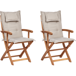 MAUI II - Tuinstoel set van 2 - Taupe - Acaciahout