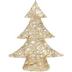 Countryfield decoratie kerstboompje - goud - met verlichting - H48 cm - kerstverlichting figuur