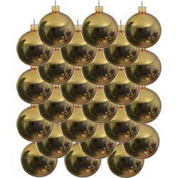 24x Glazen kerstballen glans goud 8 cm kerstboom versiering/decoratie - Kerstbal