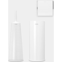 ReNew Toiletaccessoire-set, toiletborstel met houder, toiletrolhouder en reserverolhouder - White