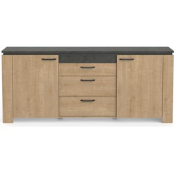 Buffet 2 deuren 3 laden eiken en antracietgrijs decor Austin - L203,80 cm