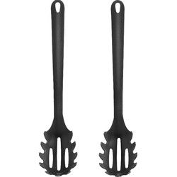 Kunststof spaghetti opscheplepel - 2x - zwart - 30 cm - Opscheplepels