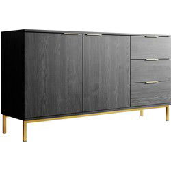 Meubella - Dressoir Ponchi - Zwart eiken - 150 cm