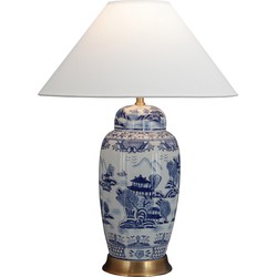 Fine Asianliving Chinese Table Lamp Porcelain with Lampshade Blue
