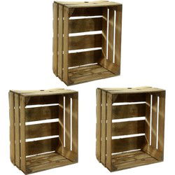 Fruitkist - 3x - gebruikt - decoratie en opbergen - 30x40x50 cm - hout - Opbergkisten