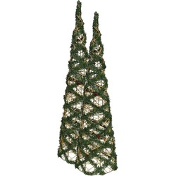 2x stuks kerstverlichting figuren Led kegel kerstbomen draad/groen 78 cm 60 lampjes - kerstverlichting figuur
