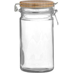 Urban Living Voorraadpot/bewaarpot - 1L - glas - met beugelsluiting - bamboe deksel - Voorraadpot