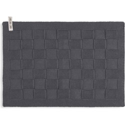Knit Factory Gebreide Gastendoek - Handdoek Ivy - Antraciet - 40x30 cm - Katoen