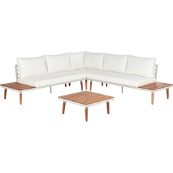CORATO - Loungeset voor 5 - Gebroken wit - Acaciahout