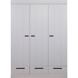 WOOOD Connect Kast 3-Deurs met Lade - Grenen - Betongrijs - 195x140x53