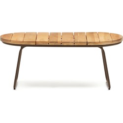 Kave Home - Salguer outdoor salontafel van massief acaciahout en bruin staal Ø 100 x 50 cm FSC 100%.