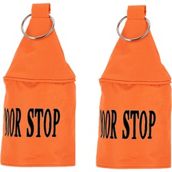 Esschert deurstopper Neon - 2x - 2,5 kg - canvas - oranje - 13 x 13 x 28.5 cm - Deurstoppers