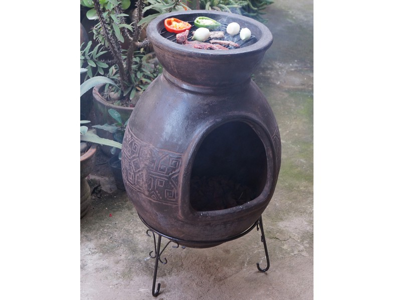 Sol-y-Yo Chimenea Mexicaanse terracotta kachel Barbecue Jumbo (bruin) - 